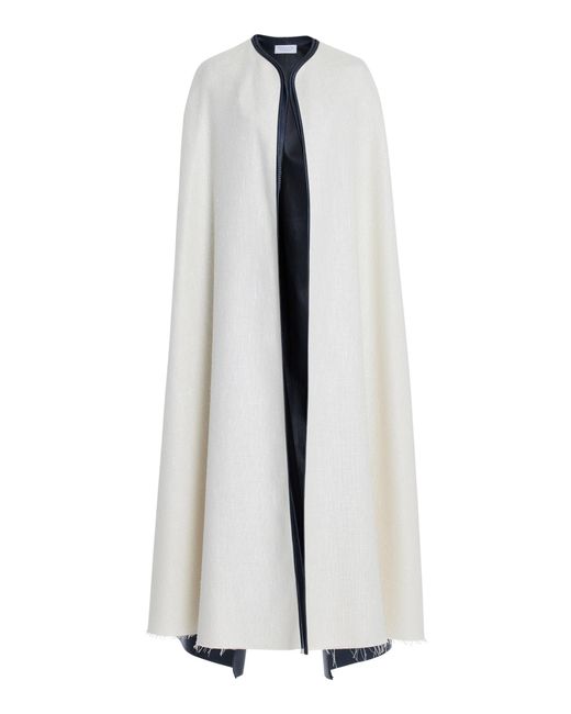Gabriela Hearst White Glenys Leather-trimmed Silk-wool Cape