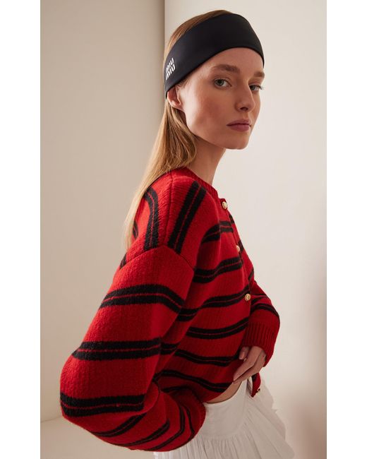 miumiu シェブロンウールヘッドバンド Miu Miu Jersey Headband in Black | Lyst