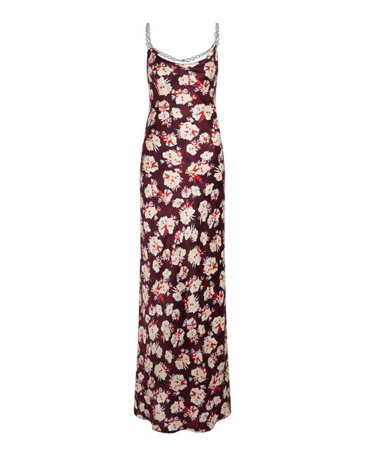Rabanne White Chain-Detailed Satin Maxi Dress