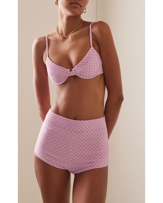 Juillet Pink Exclusive Lulu Gingham Bustier Bikini Top