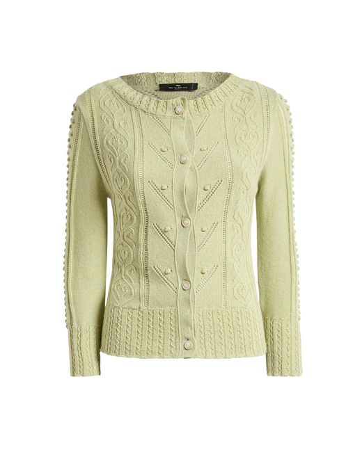 Etro Green Buttoned Cotton-Cashmere Cardigan