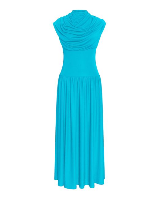Kallmeyer Blue Victoria Draped Jersey Maxi Dress