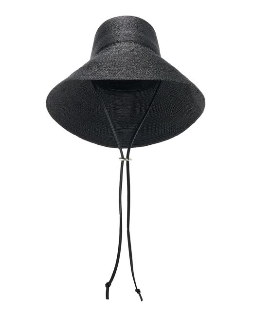 Janessa Leone Black Suni Raffia Straw Bucket Hat