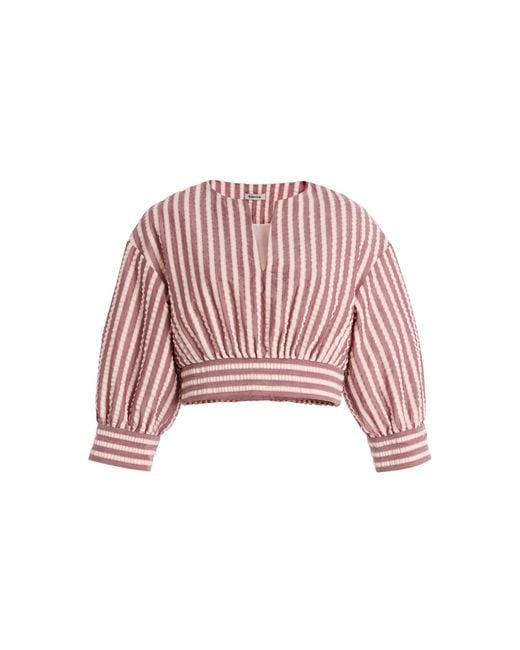 Jonathan Simkhai Red Noralie Striped Cotton-Blend Cropped Top
