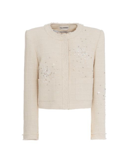 DES_PHEMMES White Cropped Tweed Jacket