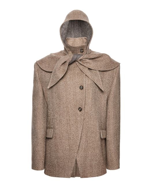 Magda Butrym Brown Scarf-Detailed Wool-Blend Coat