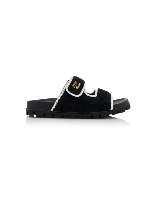 Miu Miu Black Crocheted Sandals