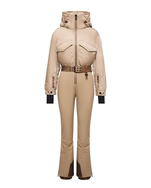 Moncler Natural Grenoble Hooded Down Ski Jumpsuit
