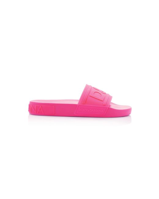 Dolce & Gabbana Logo Rubber Slides in Pink - Lyst