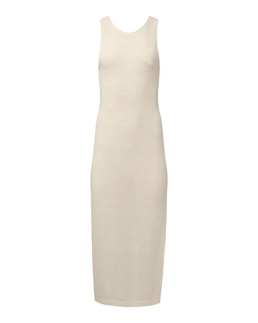 Onia White Linen Knit Scoop Back Maxi Dress