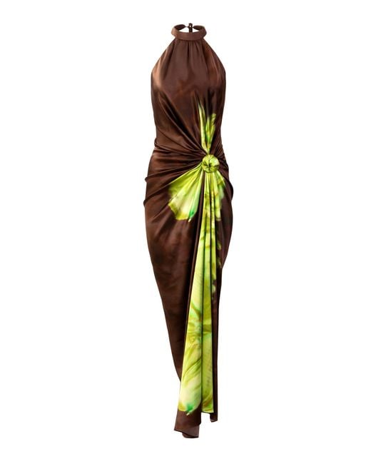 Silvia Tcherassi Black Tizziana Gathered Silk Satin Maxi Dress