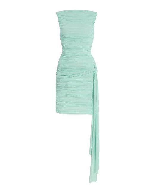 Maygel Coronel Green Entredos Ruched Jersey Mini Dress