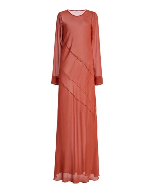 Sloan Red Exclusive The Georgette Sheer Gown
