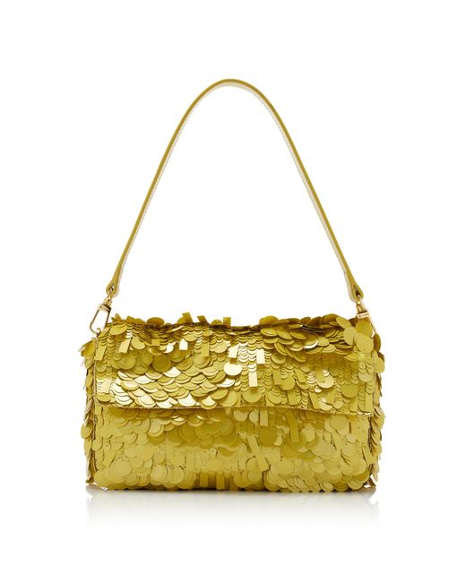Staud Yellow Timmy Sequined Shoulder Bag