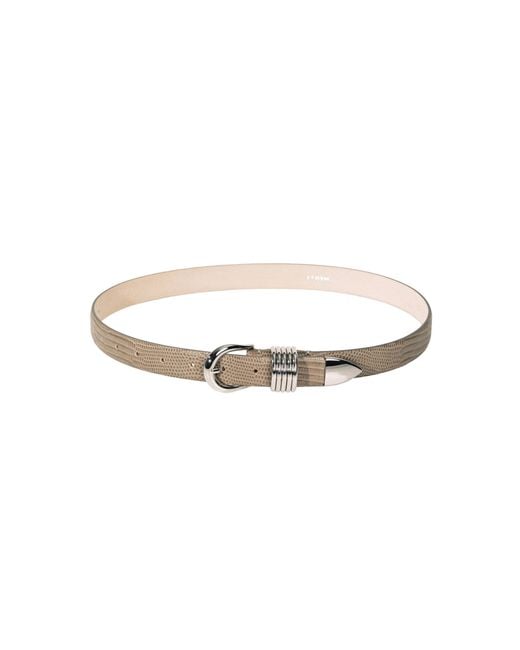 DEHANCHE Gray Hollyhock Lizard-Effect Leather Belt
