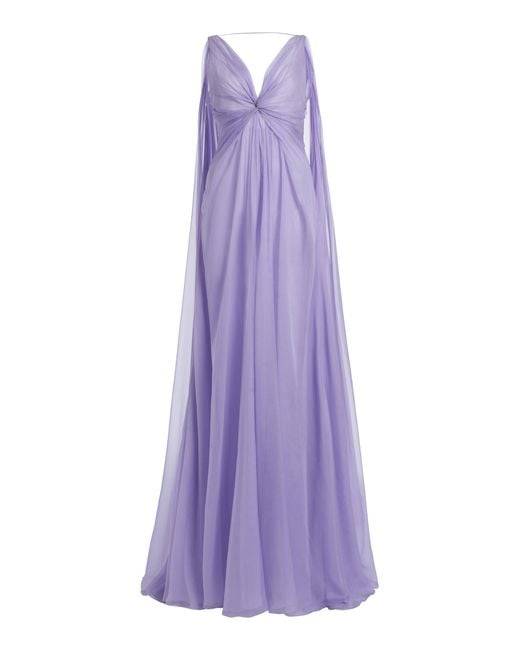 Valentino Garavani Purple Gathered Silk Chiffon Gown