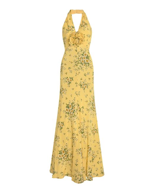 Rodarte Metallic Floral-Print Silk Midi Dress
