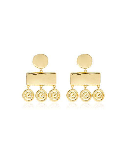 DEHANCHE Metallic Koru Dangle Rhodium Vermeil Earrings