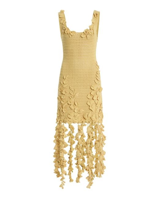 Oscar de la Renta Metallic Appliquéd Crocheted-Cotton Mini Dress
