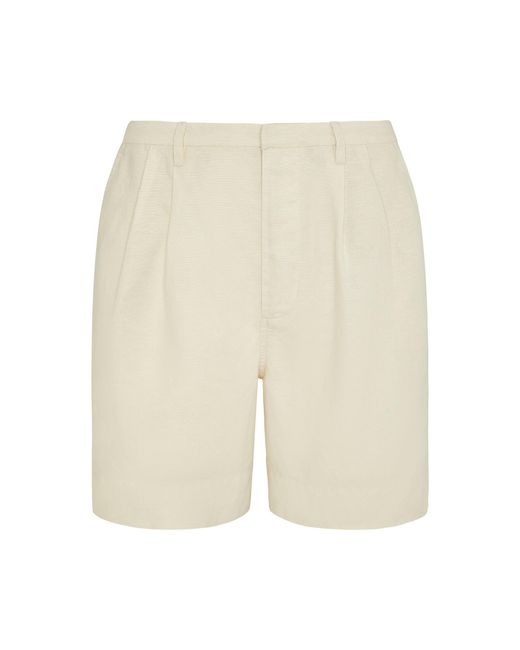 Onia White Air Linen Pleated Bermuda Shorts