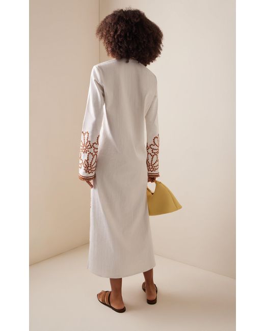 Silvia Tcherassi Natural Bernice Embroidered Cotton-blend Tunic Dress