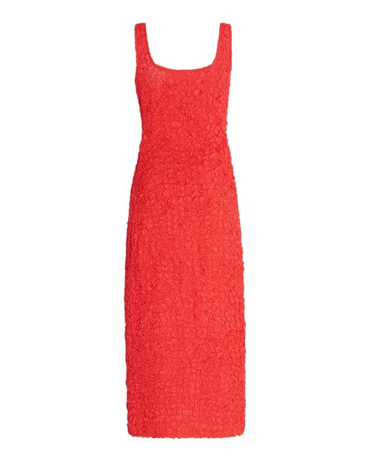 Mara Hoffman Cotton Sloan Smocked Modal Midi Dress in Red | Lyst