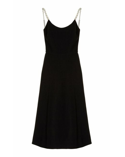 Miu Miu Pearl-detailed Cady Midi Dress in Black | Lyst