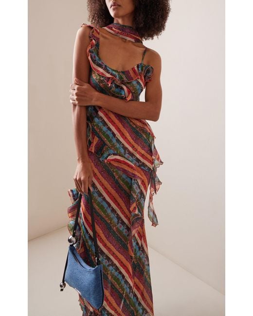 Siedres Multicolor Exclusive Monica Ruffled Chiffon Maxi Dress