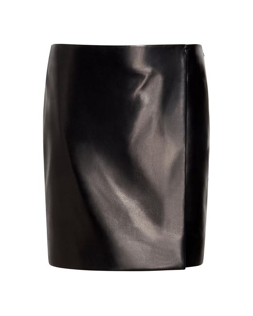 Khaite Black Sloan Mid-Rise Leather Midi Skirt