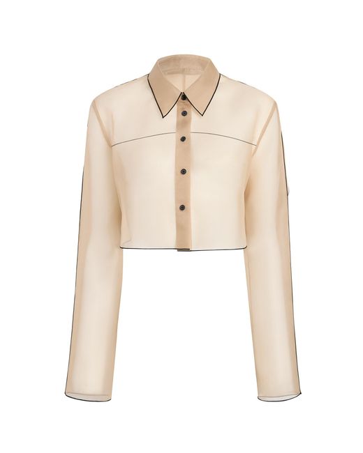 Khaite Natural Fritz Cropped Silk Organza Shirt