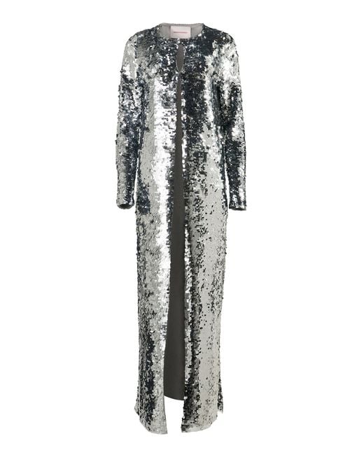 Carolina Herrera Metallic Embellished Signature Merino Sequin Coat