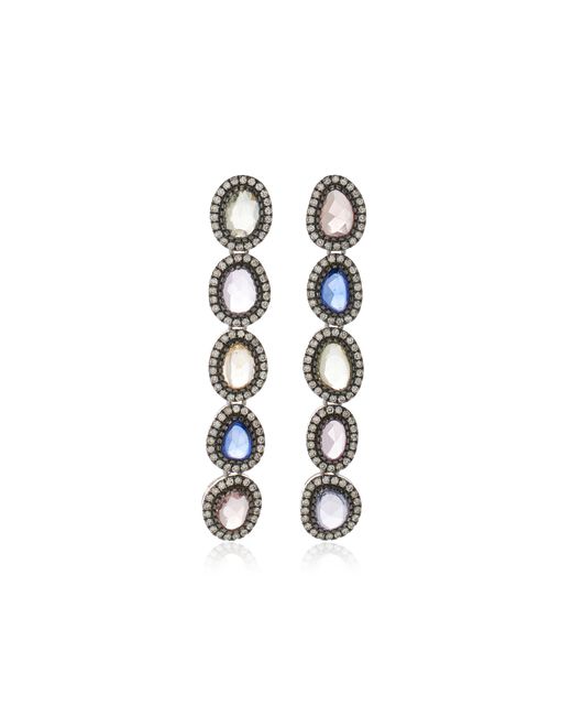Amrapali One-of-a-kind Midnight Blossom 18k White Gold Sapphire Earrings
