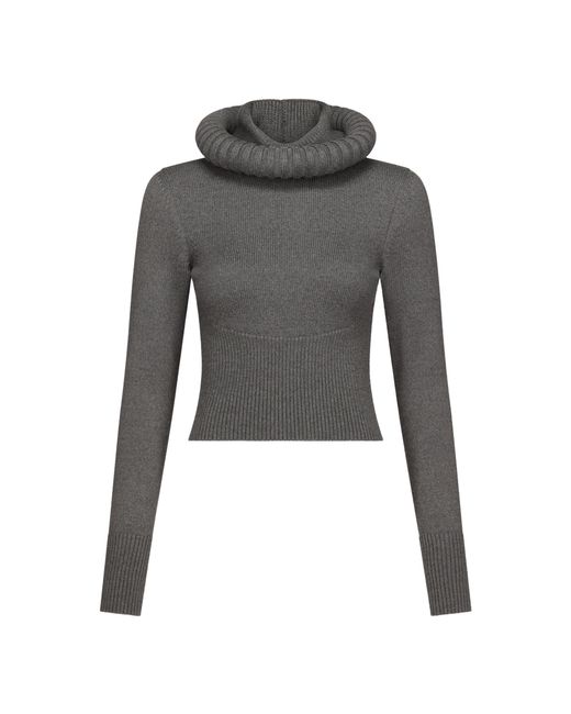 Alaïa Black Hooded Virgin Wool Sweater