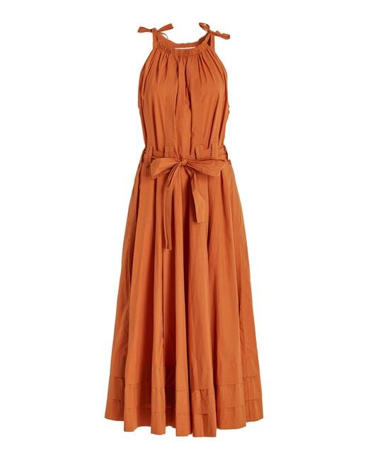 Ulla Johnson Joni Cotton Midi Dress in Orange - Lyst