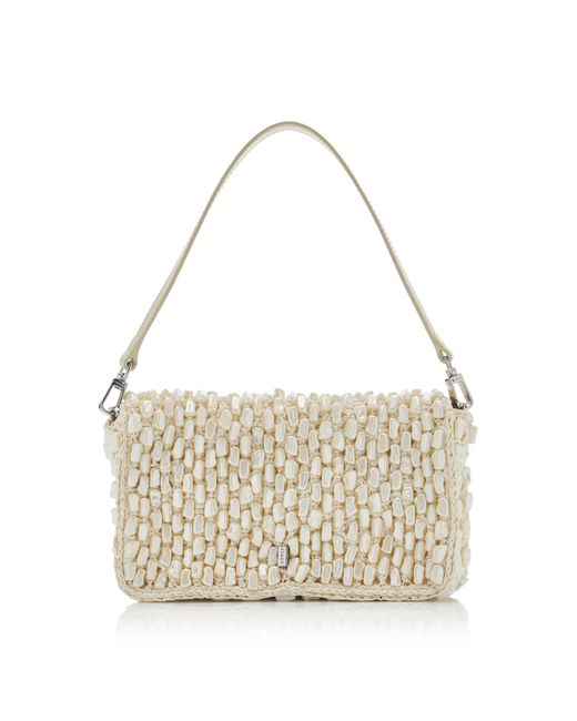 Staud White Timmy Shell-Detailed Crocheted Bag