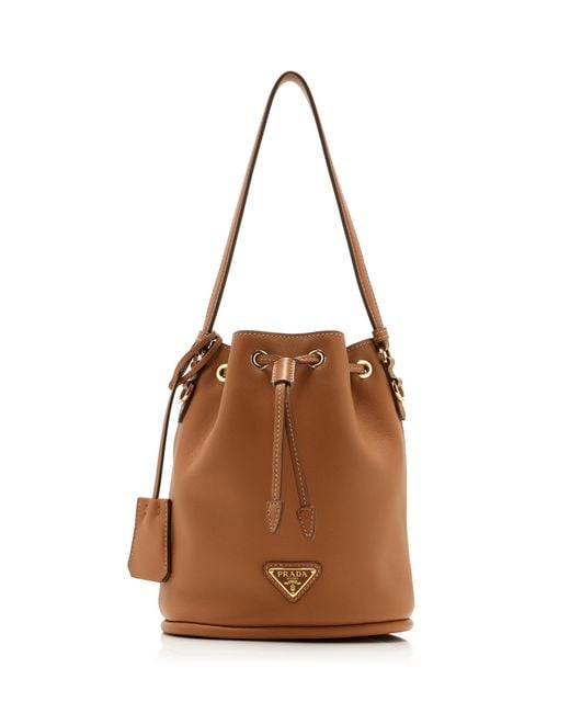 Prada Brown Mini Leather Bucket Bag