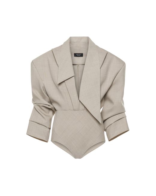 A.W.A.K.E. MODE Natural Tailored Wool-Blend Bodysuit