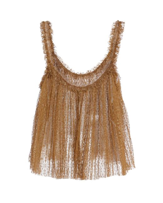 Ulla Johnson Brown Romy Pleated Sheer Top
