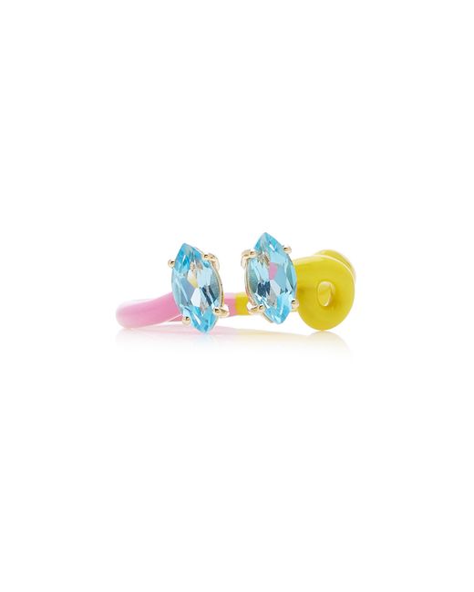 Bea Bongiasca Blue B 9k Yellow Gold Amethyst Enameled Double Vine Ring