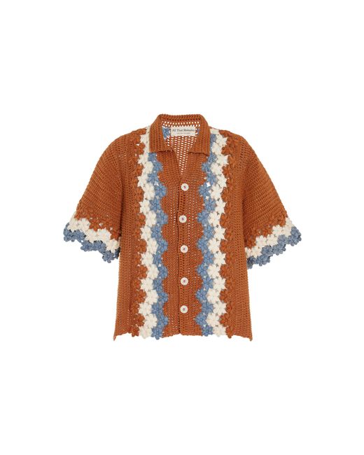 All That Remains Orange Daisy Crocheted Cotton Shirt
