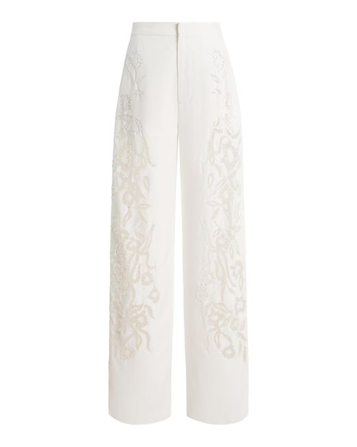 Adam Lippes White Brooks Broderie Anglaise Pants