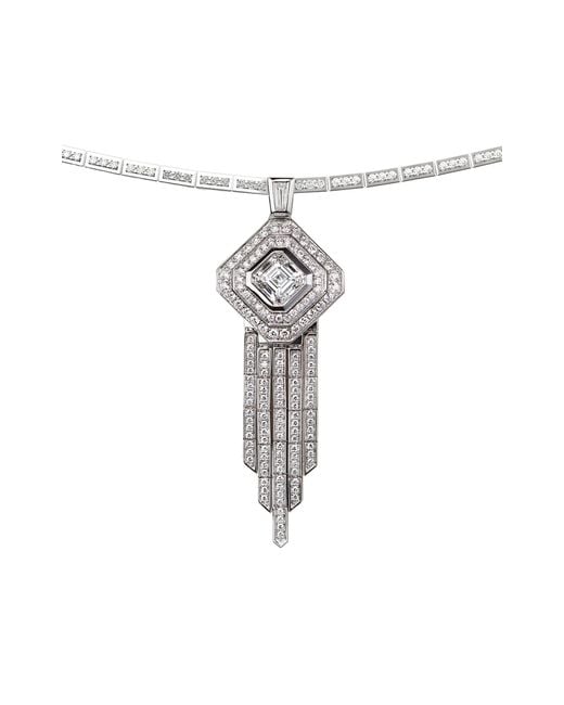 B.P. de Silva Jewellers White One Of A Kind Deco Centennial Twenties Tassel 18K Diamond Necklace