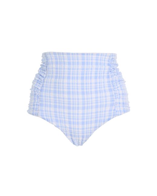 Juillet Blue Luisa Ruched High-Waisted Bikini Bottom