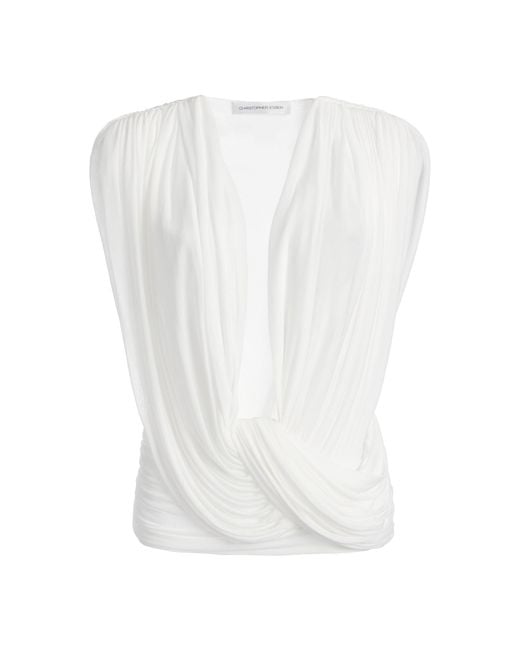 Christopher Esber White Ripple Drape Top