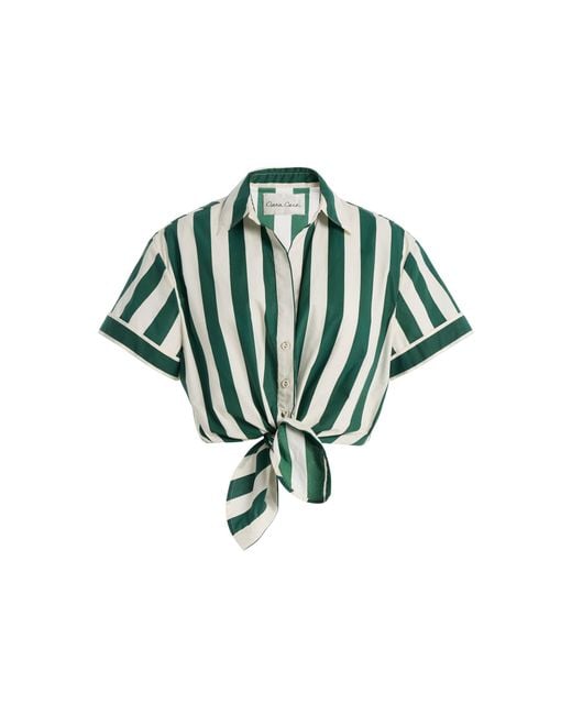 Cara Cara Green Asbury Striped Cotton Cropped Shirt