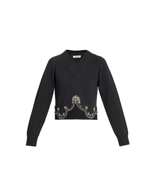 Erdem Black Embellished Cotton-Cashmere Sweater
