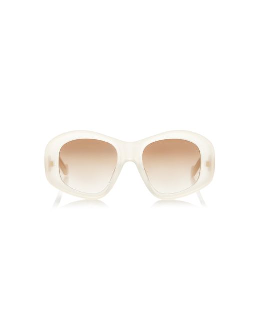 Loewe White Beveled Pentagon Acetate Sunglasses