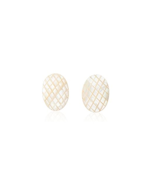Julietta White Isotta Rhodium-Plated Brass Mother-Of-Pearl Earrings