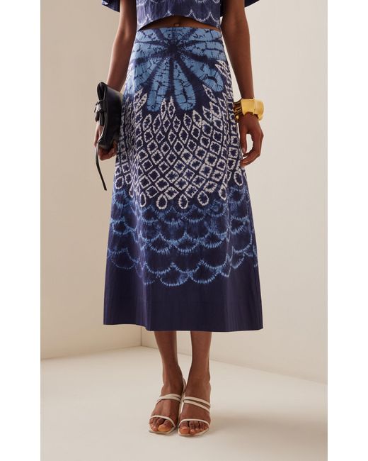Sea Blue Blythe Tie-dyed Cotton Midi Skirt