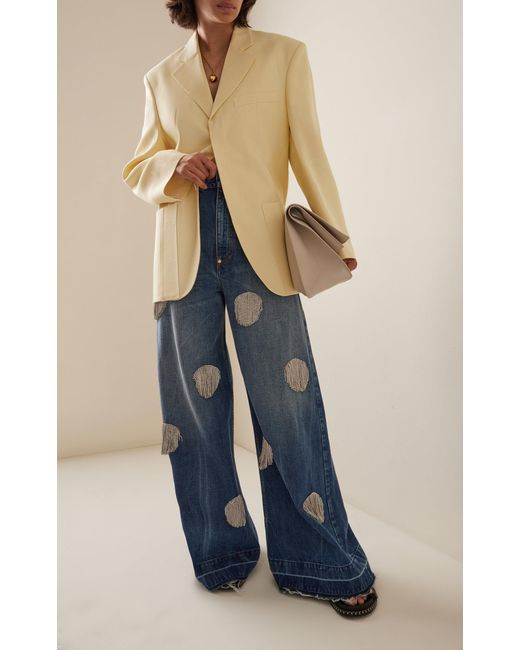 Stella McCartney Blue Crystal-fringe Oversized Wide-leg Jeans